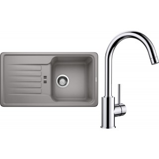 Set Blanco 09 - C (dřez Favos mini Aluminium + baterie Mida Chrom)
