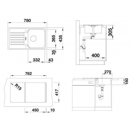 Kuchyňský dřez Blanco Favos mini Aluminium Kuchyňský dřez Blanco Favos mini Aluminium
