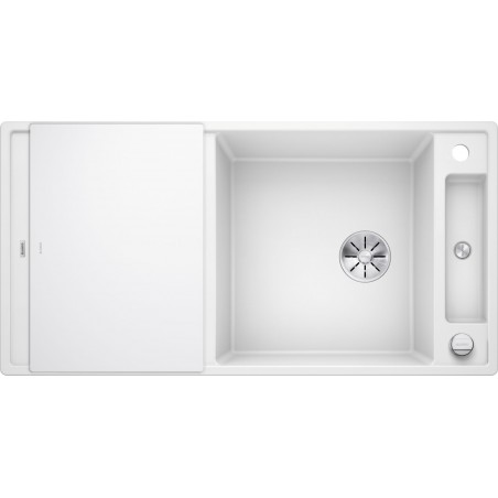 Kuchyňský dřez Blanco Axia III XL 6 S Bílá, s krájecí deskou a excentrem, se skleněnou krájecí deskou