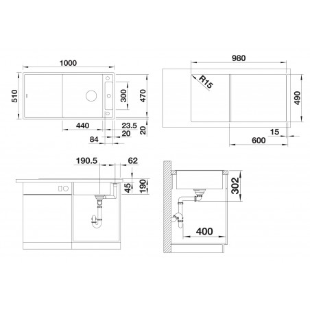 Kuchyňský dřez Blanco Axia III XL 6 S Černá, s krájecí deskou a excentrem, se skleněnou krájecí deskou Kuchyňský dřez Blanco Axia III XL 6 S Černá, s krájecí deskou a excentrem, se skleněnou krájecí deskou
