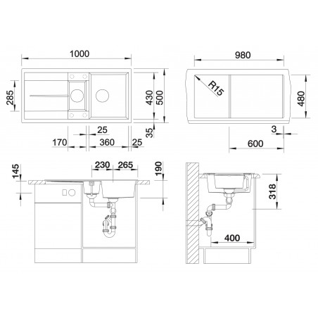 Kuchyňský dřez Blanco Metra 6 S Bílá, bez excentru