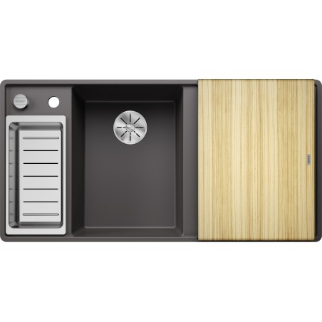 Kuchyňský dřez Blanco Axia III 6 S-F Šedá skála, levý, s dřevěnou krájecí deskou a miskou