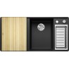 Kuchyňský dřez Blanco Axia III 6 S-F Antracit, pravý, s dřevěnou krájecí deskou a miskou