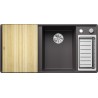 Kuchyňský dřez Blanco Axia III 6 S-F Šedá skála, pravý, s dřevěnou krájecí deskou a miskou