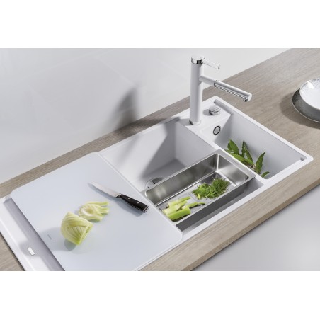 Kuchyňský dřez Blanco Axia III 6 S Bílá, levý, se skleněnou krájecí deskou a miskou