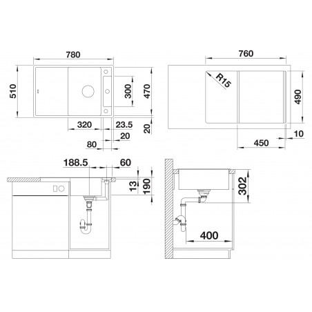 Kuchyňský dřez Blanco Axia III 45 S Šedá skála, se skleněnou krájecí deskou