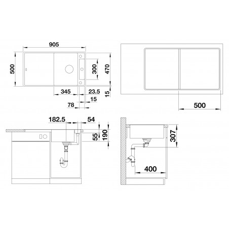 Kuchyňský dřez Blanco Axia III 5 S-F Bílá, s dřevěnou krájecí deskou
