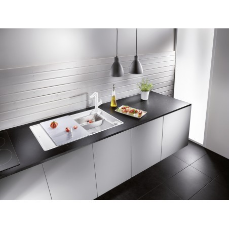 Kuchyňský dřez Blanco Axia III 5 S-F Bílá, se skleněnou krájecí deskou