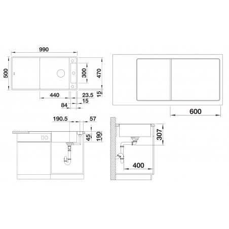 Kuchyňský dřez Blanco Axia III XL 6 S-F Bílá, s dřevěnou krájecí deskou
