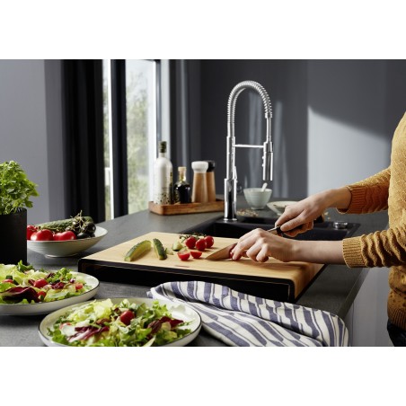 Kuchyňský dřez Blanco Axia III XL 6 S-F Kávová, s dřevěnou krájecí deskou