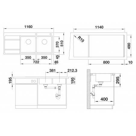 Kuchyňský dřez Blanco Divon II 8 S-IF Hedvábný lesk, pravý