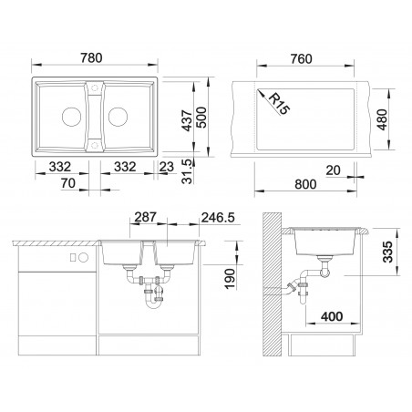 Kuchyňský dřez Blanco Lexa 8 Bílá, bez excentru