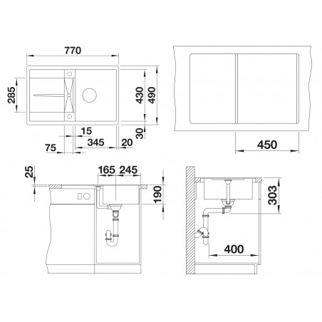 Kuchyňský dřez Blanco Metra 45 S-F Kávová