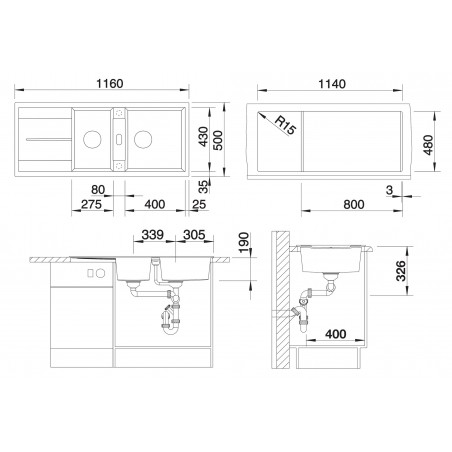 Kuchyňský dřez Blanco Metra 8 S Bílá
