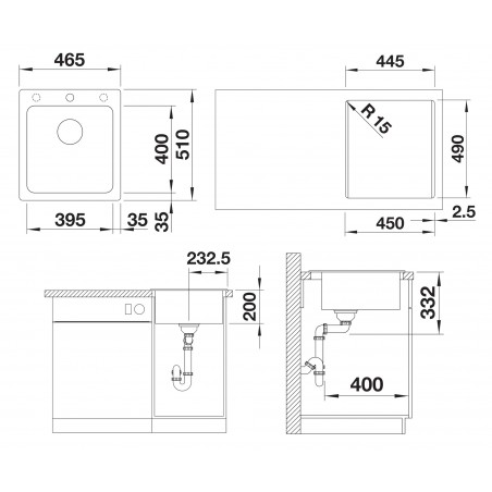 Kuchyňský dřez Blanco Naya 45 Tartufo