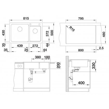 Kuchyňský dřez Blanco Naya 8 Šedá skála