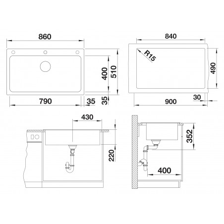 Kuchyňský dřez Blanco Naya XL 9 Antracit