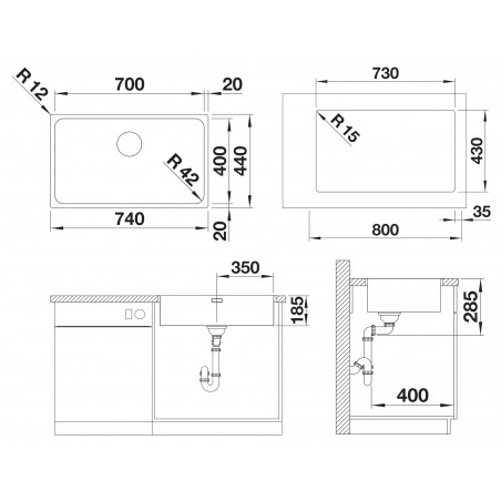 Kuchyňský dřez Blanco Solis 700-IF Kartáčovaný