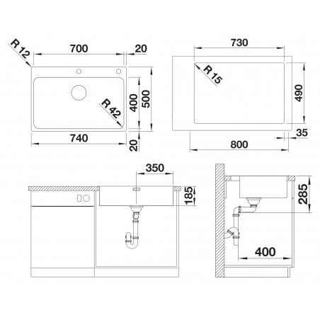 Kuchyňský dřez Blanco Solis 700-IF/A Push Control Kartáčovaný