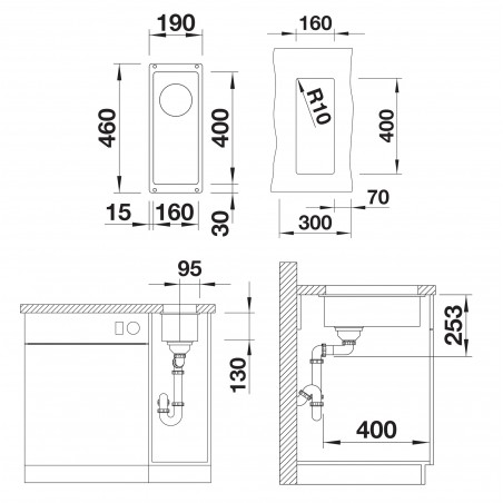 Kuchyňský dřez Blanco Subline 160-U Šedá skála