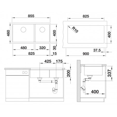 Kuchyňský dřez Blanco Subline 480/320-U Bílá