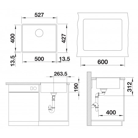 Kuchyňský dřez Blanco Subline 500-F Bílá