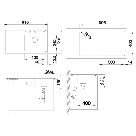 Kuchyňský dřez Blanco Zenar 5 S Kávová, pravý