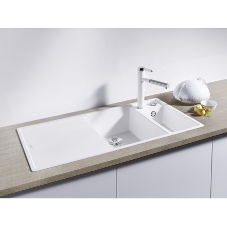 Kuchyňský dřez Blanco Axia III 6 S Bílá soft, levý, se skleněnou krájecí deskou a miskou