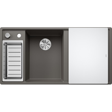 Kuchyňský dřez Blanco Axia III 6 S Šedá vulkán, levý, se skleněnou krájecí deskou a miskou