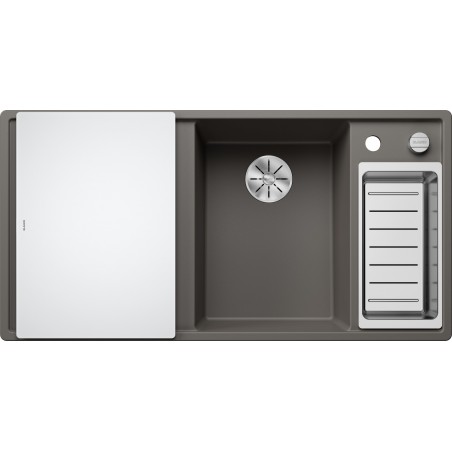 Kuchyňský dřez Blanco Axia III 6 S Šedá vulkán, pravý, se skleněnou krájecí deskou a miskou