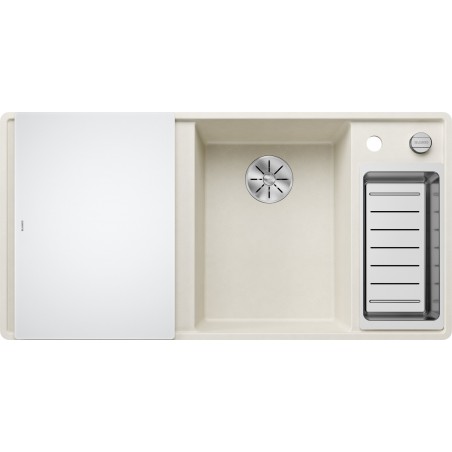 Kuchyňský dřez Blanco Axia III 6 S-F Bílá soft, pravý, se skleněnou krájecí deskou a miskou