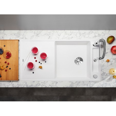 Kuchyňský dřez Blanco Axia III XL 6 S Bílá soft, se skleněnou krájecí deskou