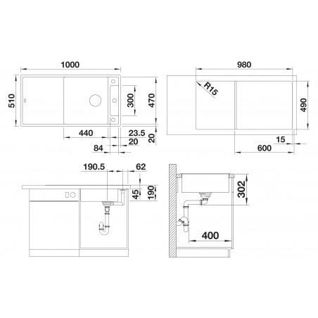 Kuchyňský dřez Blanco Axia III XL 6 S Šedá vulkán, s dřevěnou krájecí deskou