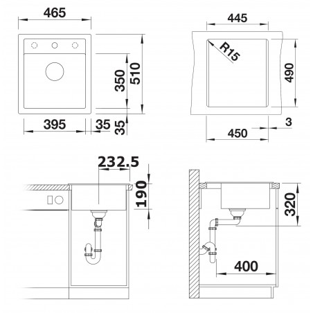 Kuchyňský dřez Blanco Dalago 45 Bílá soft, s excentrem