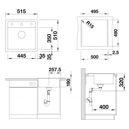 Kuchyňský dřez Blanco Dalago 5 Šedá vulkán, s excentrem
