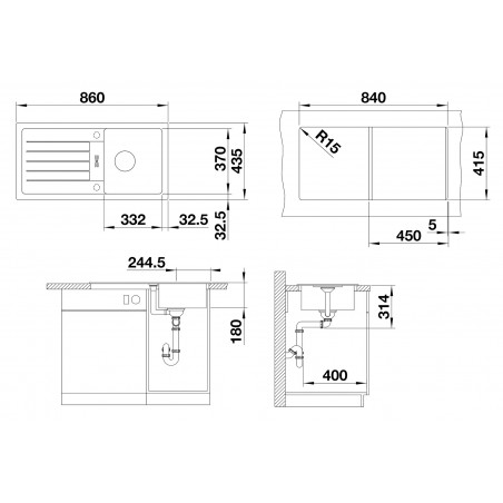 Kuchyňský dřez Blanco Favum 45 S Bílá soft