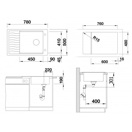 Kuchyňský dřez Blanco Elon XL 6 S Bílá soft, s odkapávací mřížkou, s excentrem