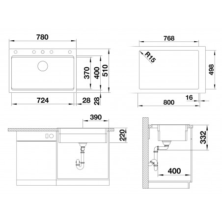 Kuchyňský dřez Blanco Etagon 8 Bílá soft, bez excentru