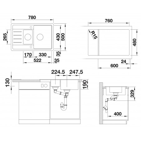 Kuchyňský dřez Blanco Legra 6 S Compact Bílá soft