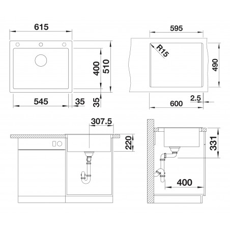 Kuchyňský dřez Blanco Pleon 6 Šedá vulkán, s excentrem