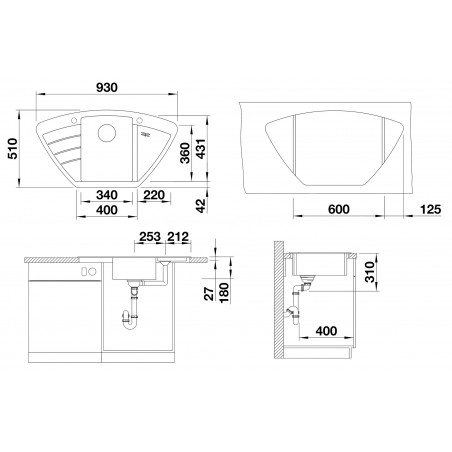 Kuchyňský dřez Blanco Zia 9 E Bílá soft, s excentrem