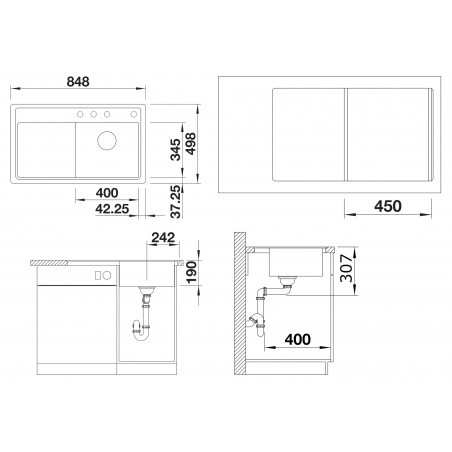 Kuchyňský dřez Blanco Zenar 45 S-F Šedá vulkán, levý