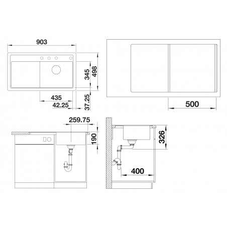 Kuchyňský dřez Blanco Zenar 5 S-F Šedá vulkán, pravý
