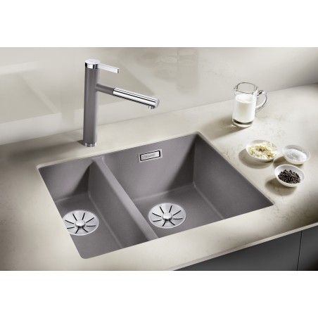 Kuchyňský dřez Blanco Subline 340/160-U Šedá vulkán, pravý, bez táhla