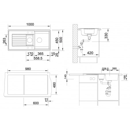 Kuchyňský dřez Blanco Zia 6 S Šedá vulkán, s excentrem