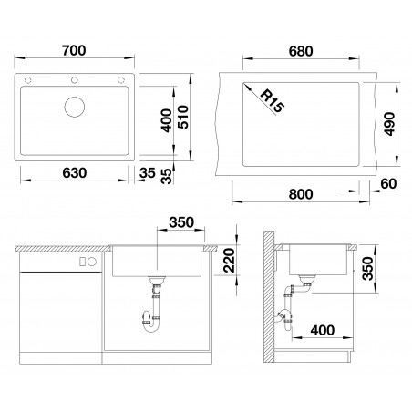 Kuchyňský dřez Blanco Pleon 8 Antracit, bez příslušenství