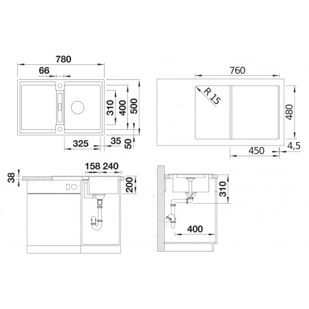 Kuchyňský dřez Blanco Adira 45 S Šedá skála, s mřížkou