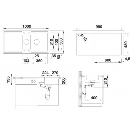 Kuchyňský dřez Blanco Adira 6 S Antracit, s mřížkou a miskou