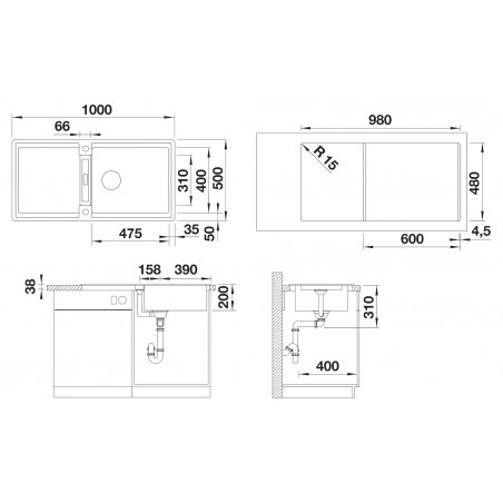 Kuchyňský dřez Blanco Adira XL 6 S Bílá soft, s mřížkou