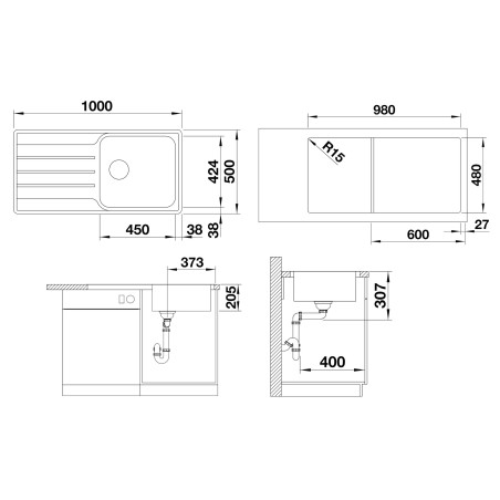 Kuchyňský dřez Blanco Lemis XL 6 S-IF Kartáčovaný, bez excentru